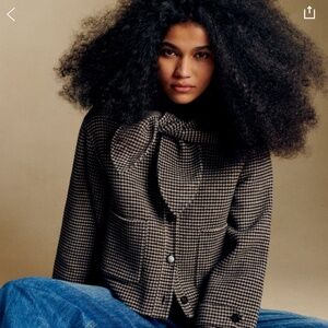 Sezane Paxton Jacket Black And White Houndstooth - Size 10